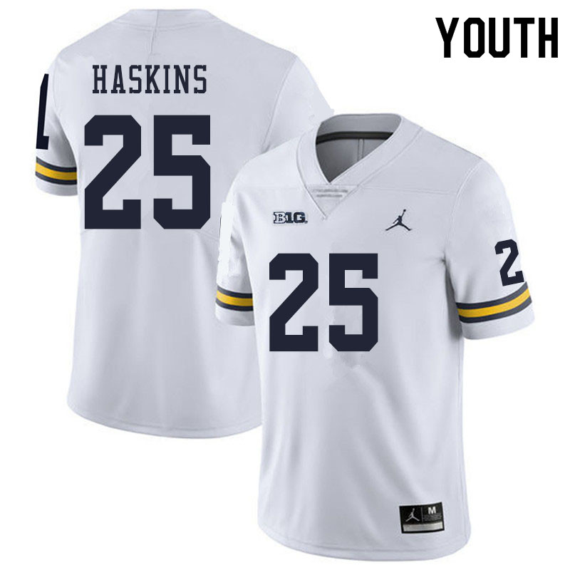 Youth #25 Hassan Haskins Michigan Wolverines College Football Jerseys Sale-White